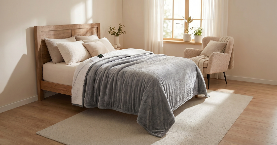 Chaleur Blanket Heated Wool Electric Blanket, Soft Wool Fabric, 5 Heat Settings, Luxury Warming Throw