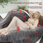 Adjustable Heated Electric Blanket - Soft Wool Fabric Warming Throw