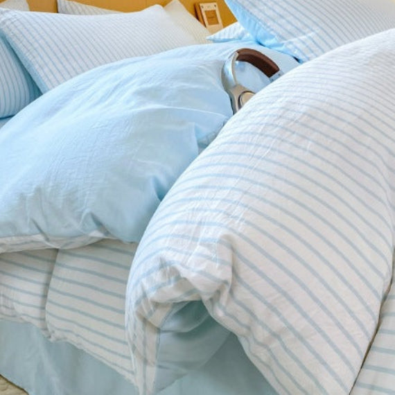 Striped Washed Cotton Bedding Set - Soft Breathable Comfort Set