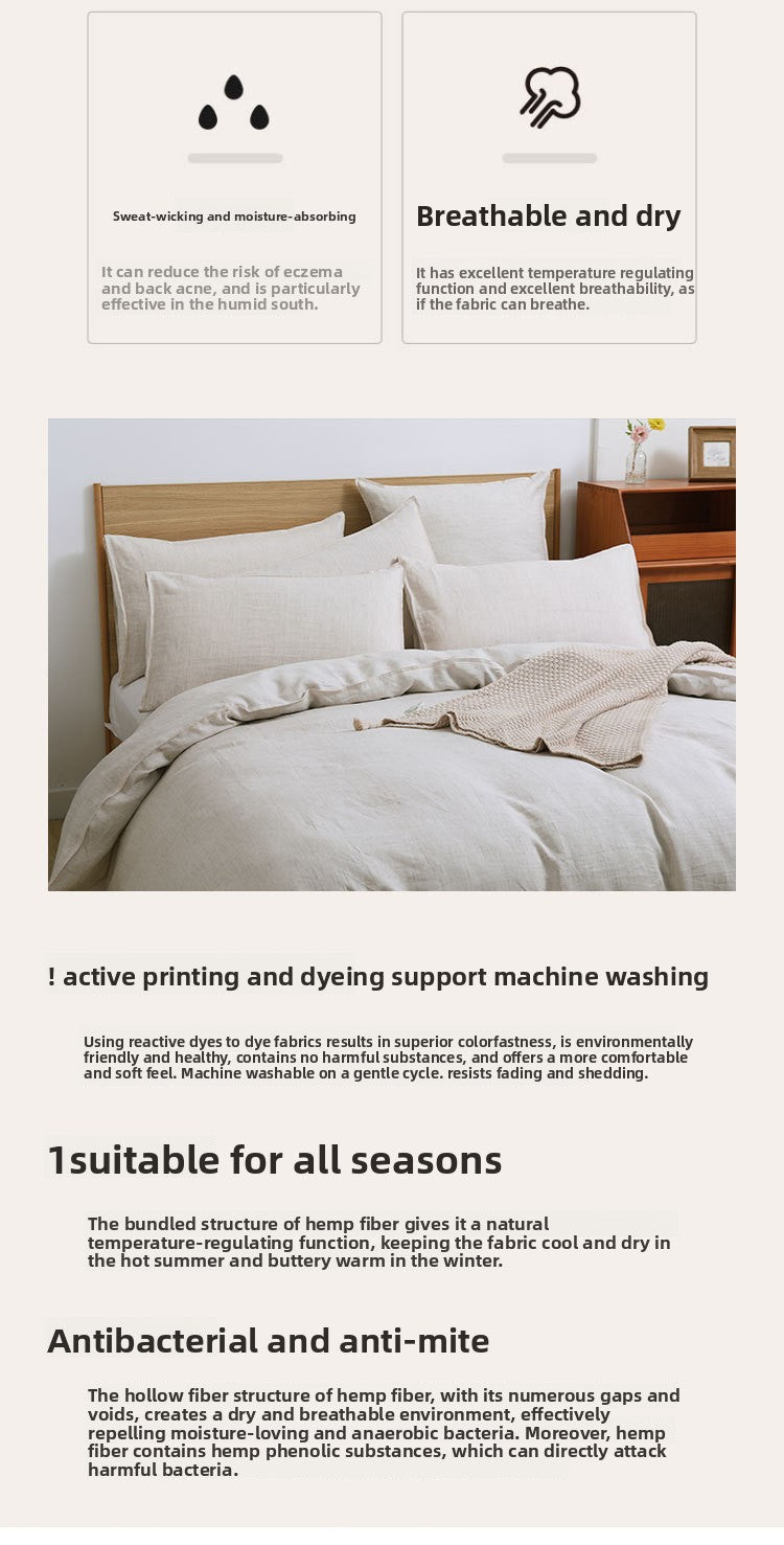 100% French Linen 4 Piece Duvet Cover Set - Luxury Washed Linen Bedding with Fitted Sheet