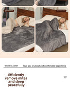 Adjustable Heated Electric Blanket - Soft Wool Fabric Warming Throw