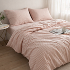 100% French Linen 4 Piece Duvet Cover Set - Luxury Washed Linen Bedding with Fitted Sheet