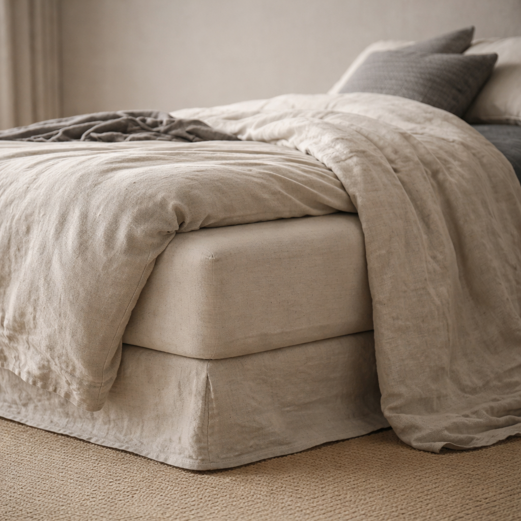 100% French Linen 4 Piece Duvet Cover Set - Luxury Washed Linen Bedding with Fitted Sheet