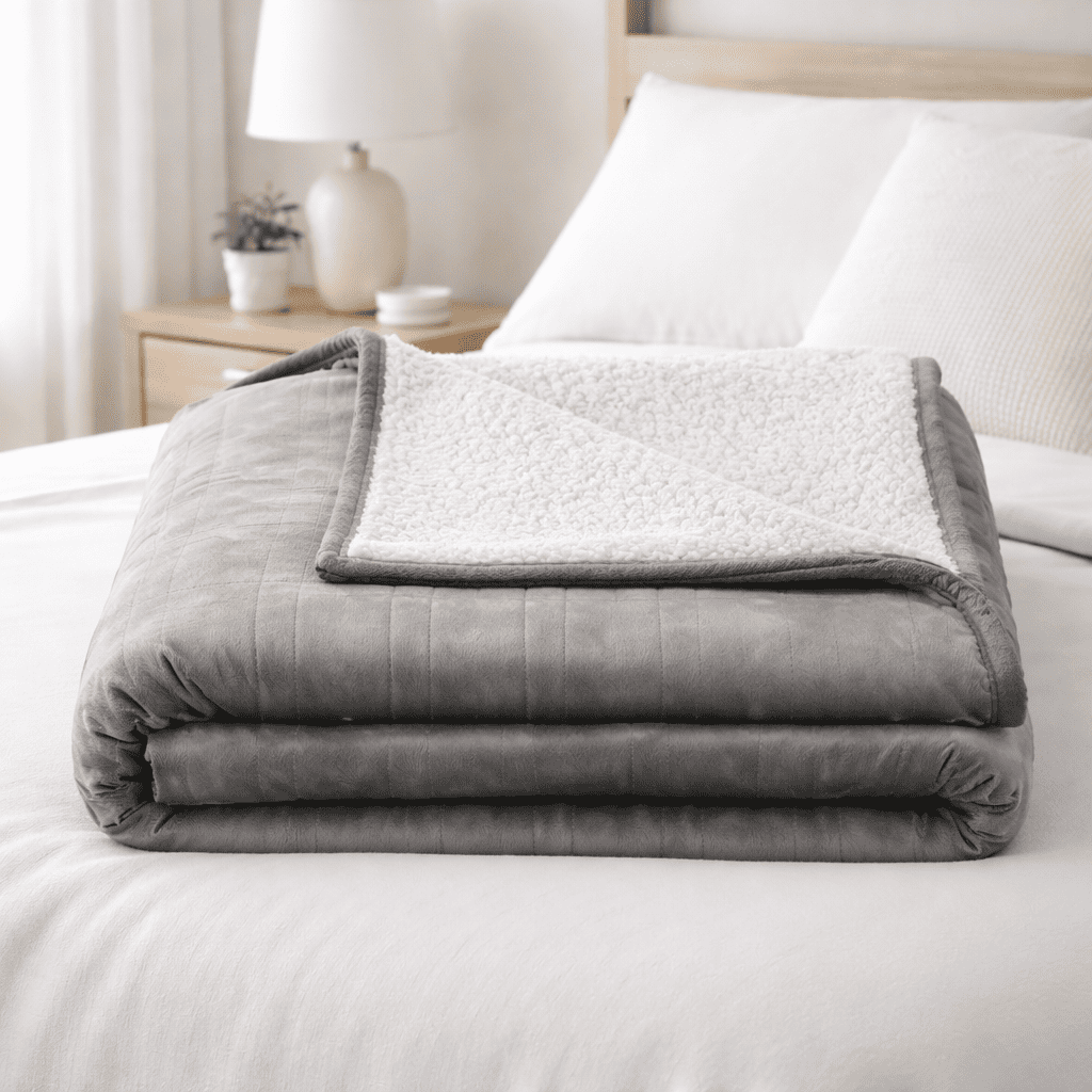 Adjustable Heated Electric Blanket - Soft Wool Fabric Warming Throw