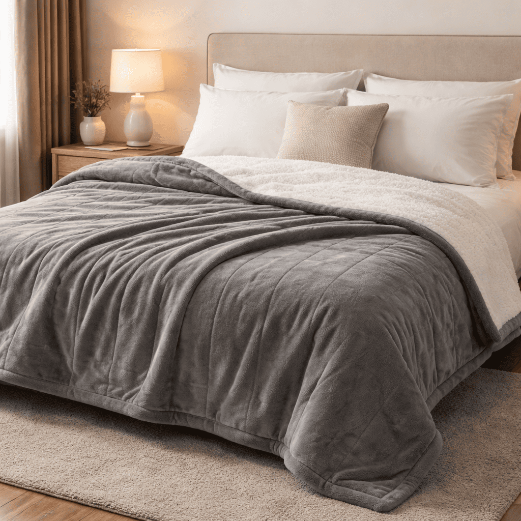 Adjustable Heated Electric Blanket - Soft Wool Fabric Warming Throw