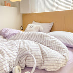 Striped Washed Cotton Bedding Set - Soft Breathable Comfort Set