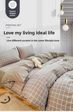 Washed Cotton 4 Piece Summer Bedding Set - Breathable Japanese Style Duvet Cover Set with Button Closure