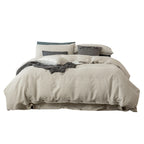 100% French Linen 4 Piece Duvet Cover Set - Luxury Washed Linen Bedding with Fitted Sheet