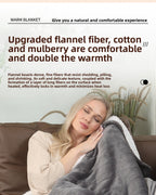 Adjustable Heated Electric Blanket - Soft Wool Fabric Warming Throw