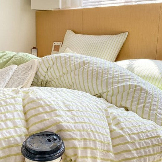 Striped Washed Cotton Bedding Set - Soft Breathable Comfort Set