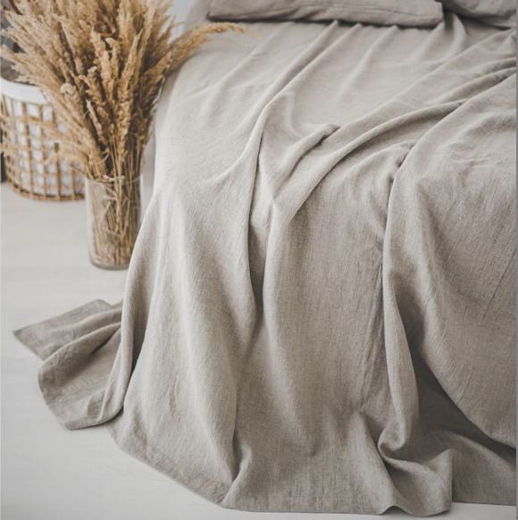 100% French Linen 4 Piece Duvet Cover Set - Luxury Washed Linen Bedding with Fitted Sheet