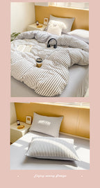 Striped Washed Cotton Bedding Set - Soft Breathable Comfort Set