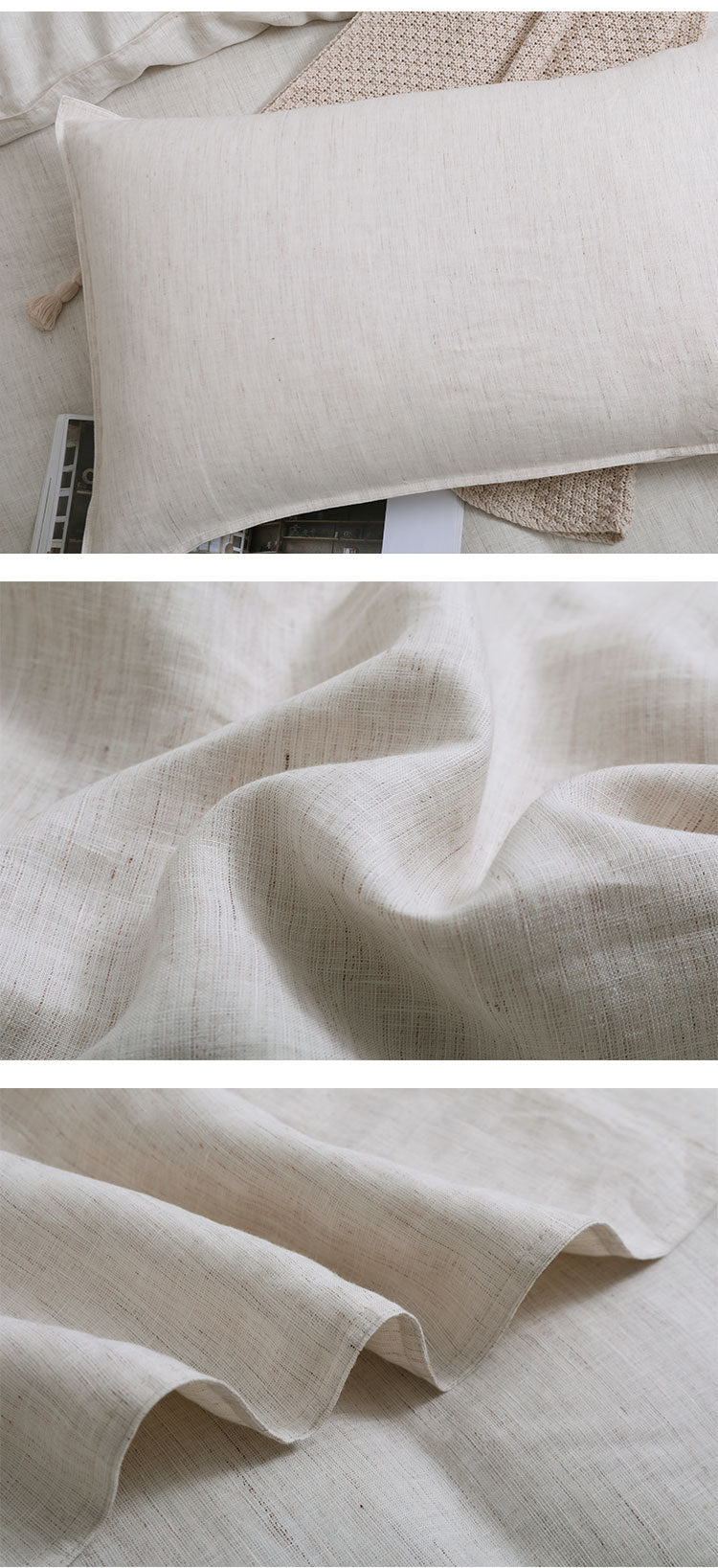 100% French Linen 4 Piece Duvet Cover Set - Luxury Washed Linen Bedding with Fitted Sheet