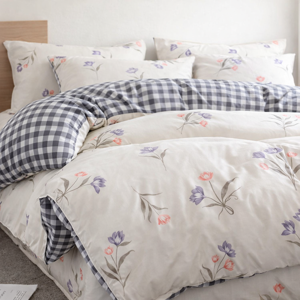 Blanc Cotton Set | Premium Cotton Duvet Cover Set, 4-Piece Soft Breathable Hotel Bedding - Banxia Breeze