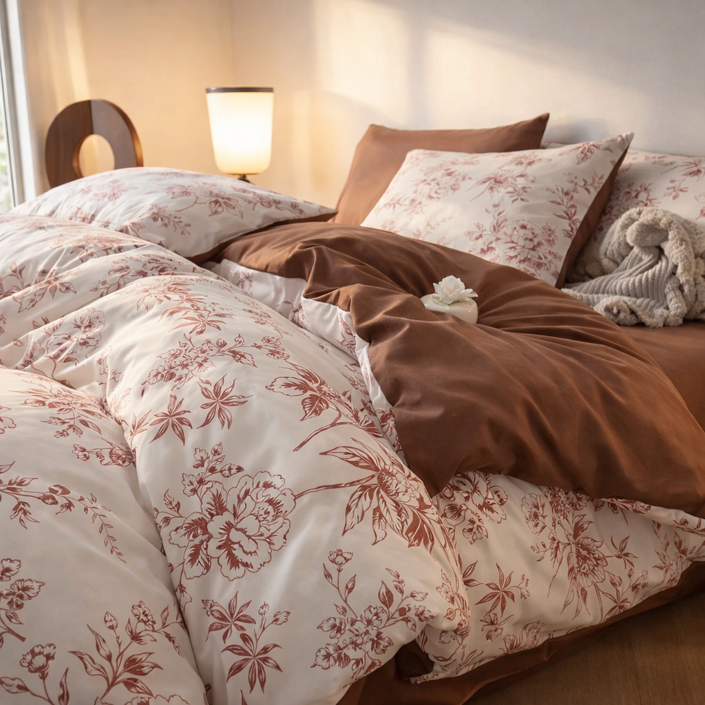Blanc Cotton Set | Premium Cotton Duvet Cover Set, 4-Piece Soft Breathable Hotel Bedding - Fireworks Romantic