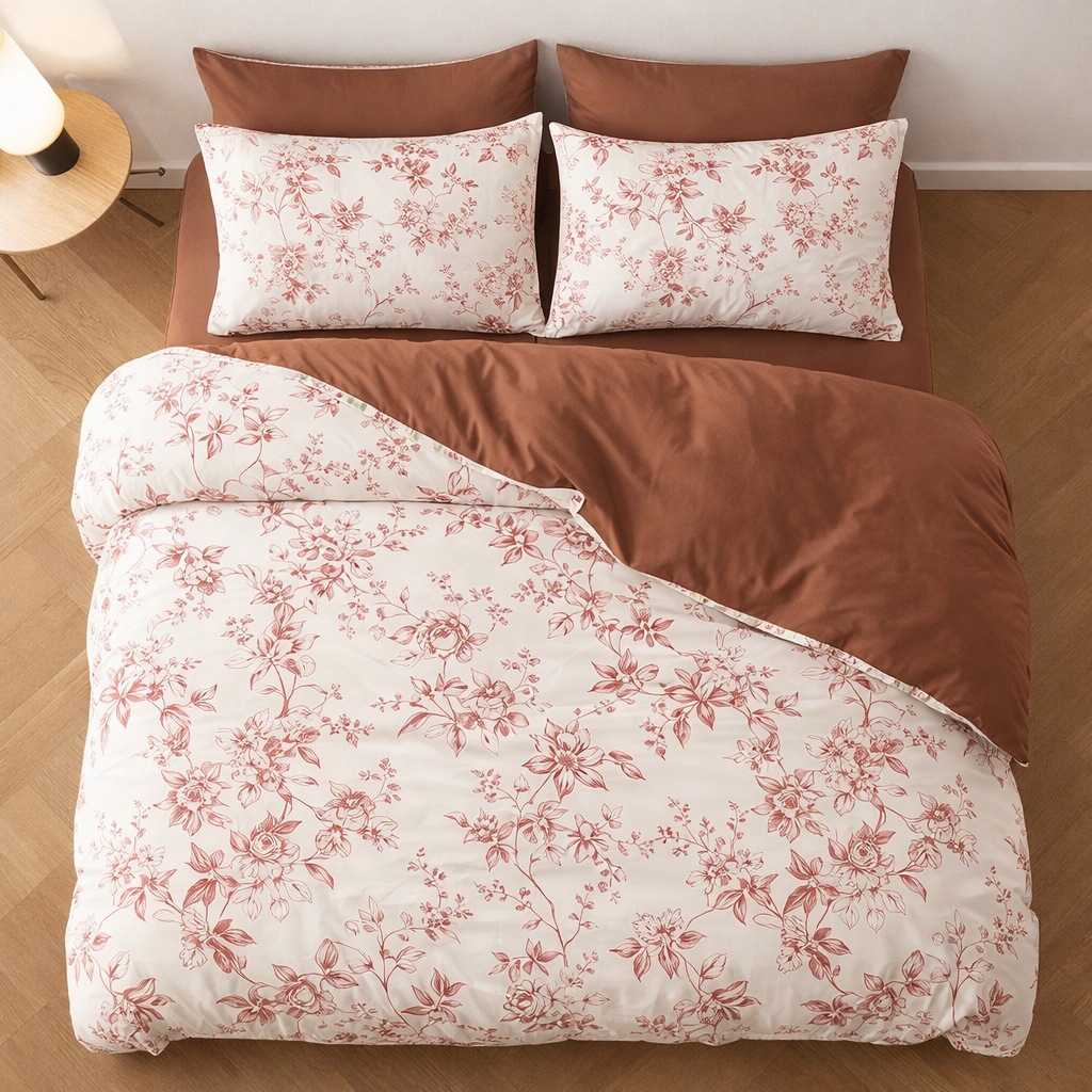 Blanc Cotton Set | Premium Cotton Duvet Cover Set, 4-Piece Soft Breathable Hotel Bedding - Fireworks Romantic