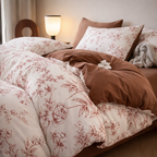 Blanc Cotton Set | Premium Cotton Duvet Cover Set, 4-Piece Soft Breathable Hotel Bedding - Fireworks Romantic