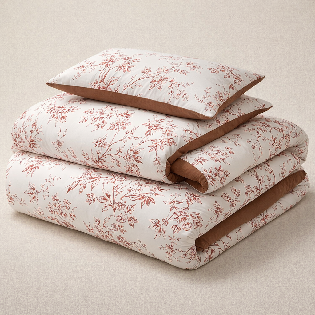 Blanc Cotton Set | Premium Cotton Duvet Cover Set, 4-Piece Soft Breathable Hotel Bedding - Fireworks Romantic