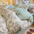 Blanc Cotton Set | Premium Cotton Duvet Cover Set, 4-Piece Soft Breathable Hotel Bedding - Green Wind Chime