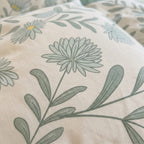Blanc Cotton Set | Premium Cotton Duvet Cover Set, 4-Piece Soft Breathable Hotel Bedding - Green Wind Chime