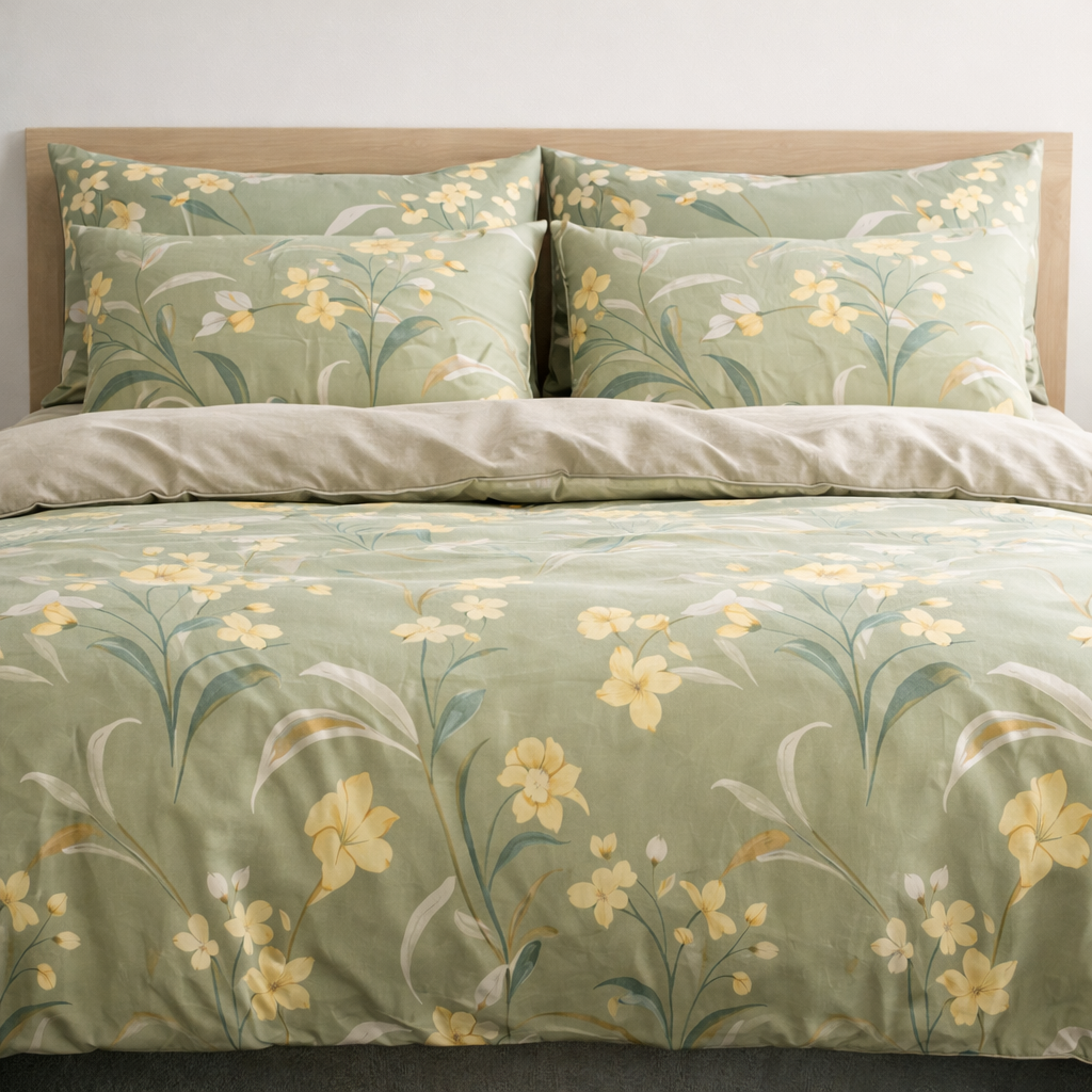 Blanc Cotton Set | Premium Cotton Duvet Cover Set, 4-Piece Soft Breathable Hotel Bedding - Light Beauty