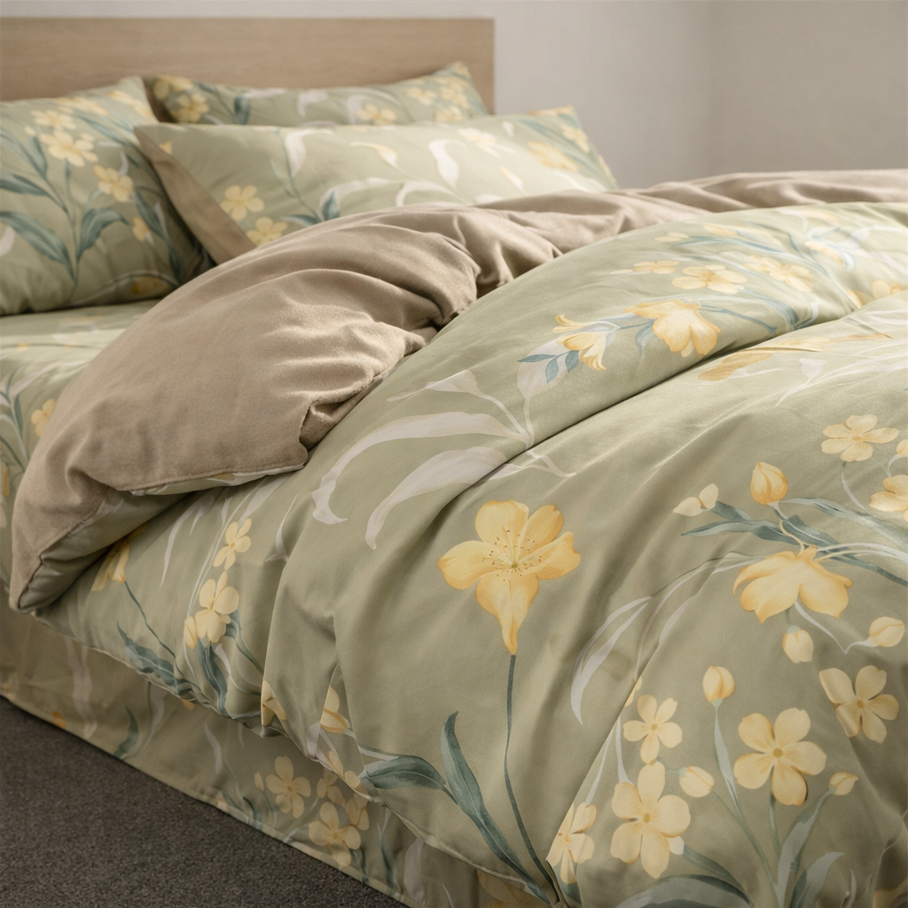 Blanc Cotton Set | Premium Cotton Duvet Cover Set, 4-Piece Soft Breathable Hotel Bedding - Light Beauty