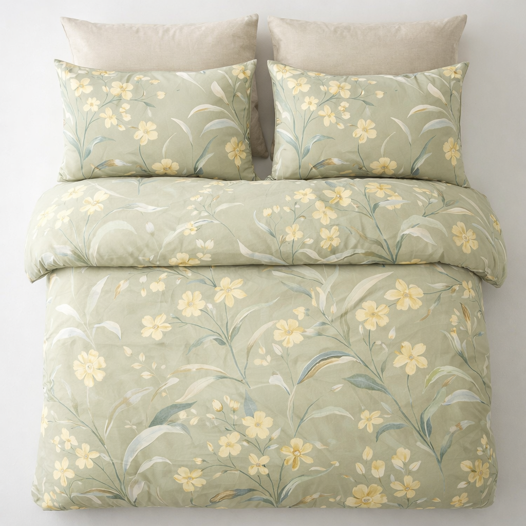 Blanc Cotton Set | Premium Cotton Duvet Cover Set, 4-Piece Soft Breathable Hotel Bedding - Light Beauty