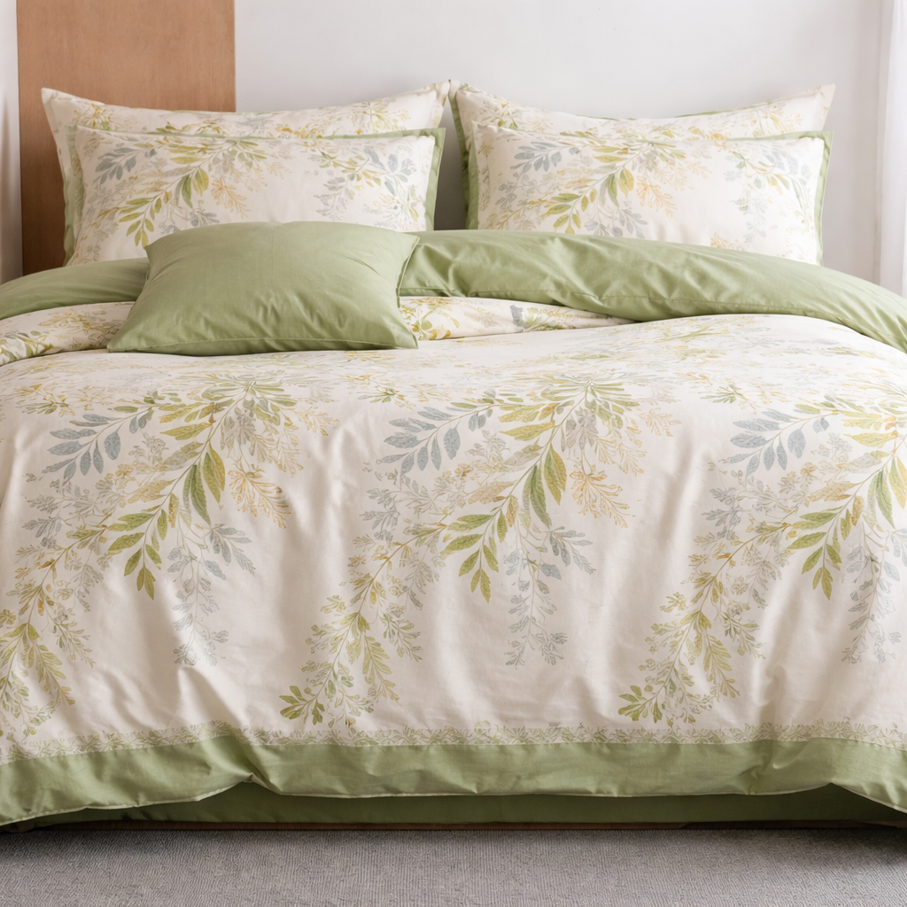 Blanc Cotton Set | Premium Cotton Duvet Cover Set, 4-Piece Soft Breathable Hotel Bedding - Muya Qingfeng
