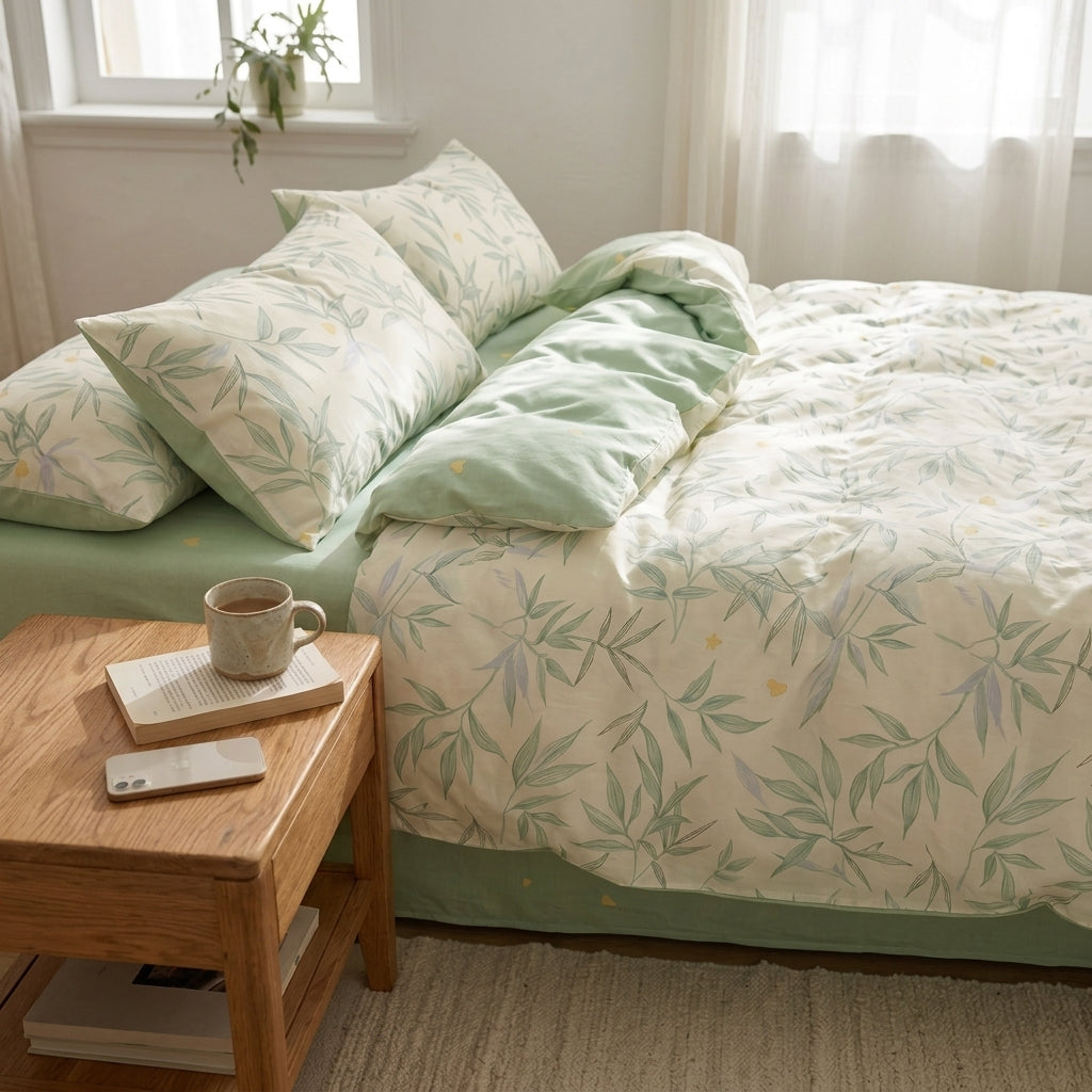 Blanc Cotton Set | Premium Cotton Duvet Cover Set, 4-Piece Soft Breathable Hotel Bedding - Ye Qu