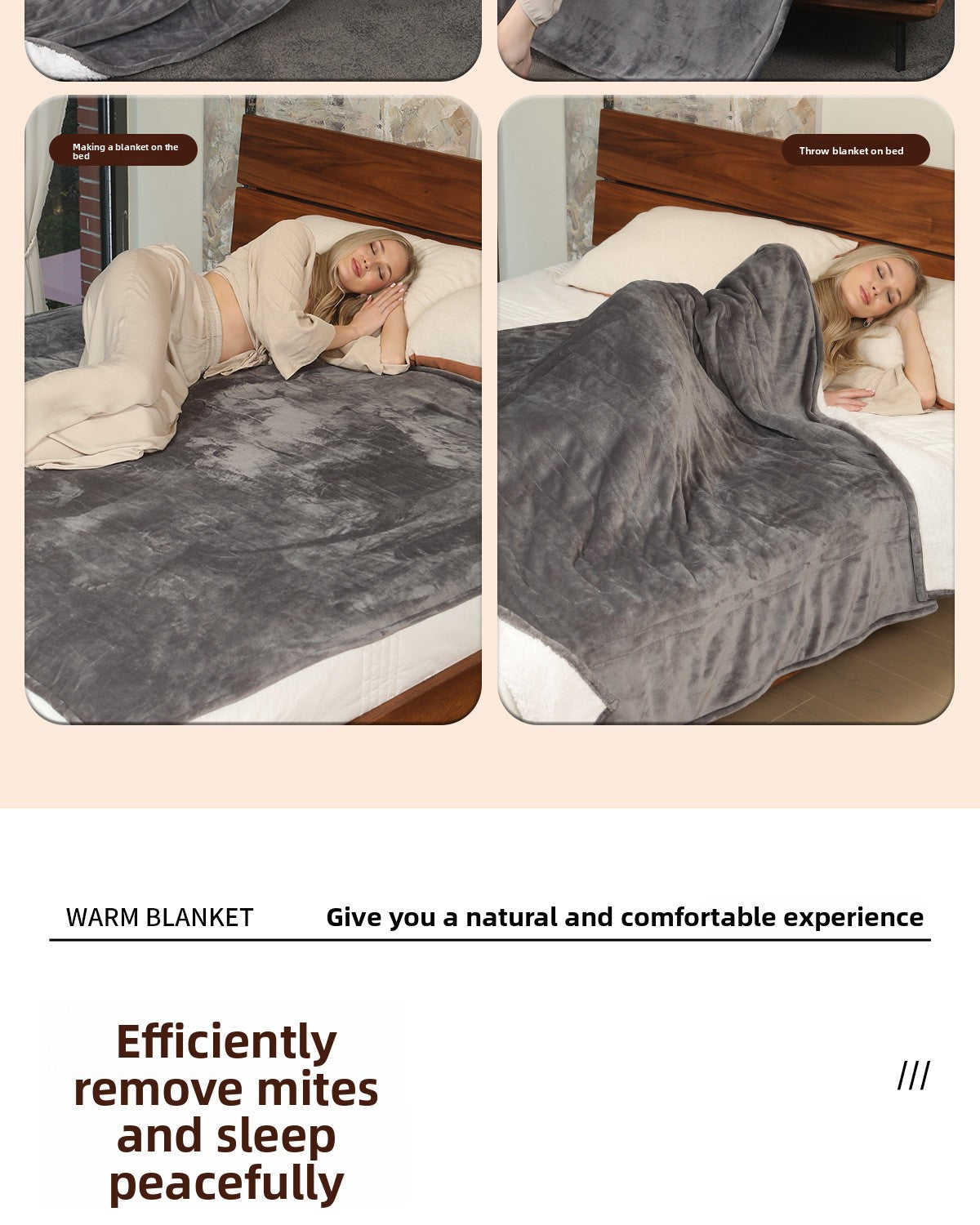 Chaleur Blanket | Heated Electric Blanket - Soft Wool Fabric, 5 Heat Settings, Luxury Warming Throw - Gray Color