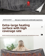 Chaleur Blanket | Heated Electric Blanket - Soft Wool Fabric, 5 Heat Settings, Luxury Warming Throw - Gray Color