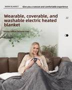Chaleur Blanket | Heated Electric Blanket - Soft Wool Fabric, 5 Heat Settings, Luxury Warming Throw - Gray Color