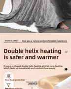 Chaleur Blanket | Heated Electric Blanket - Soft Wool Fabric, 5 Heat Settings, Luxury Warming Throw - Gray Color