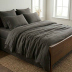 Chambord Linen Set | 100% French Linen Duvet Cover Set - Luxury Washed Linen Bedding - Long Lime