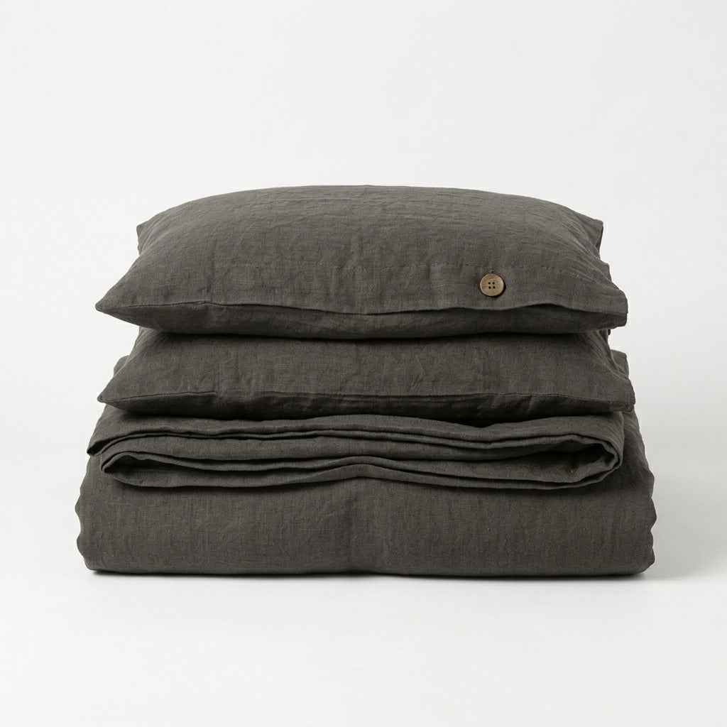 Chambord Linen Set | 100% French Linen Duvet Cover Set - Luxury Washed Linen Bedding - Long Lime
