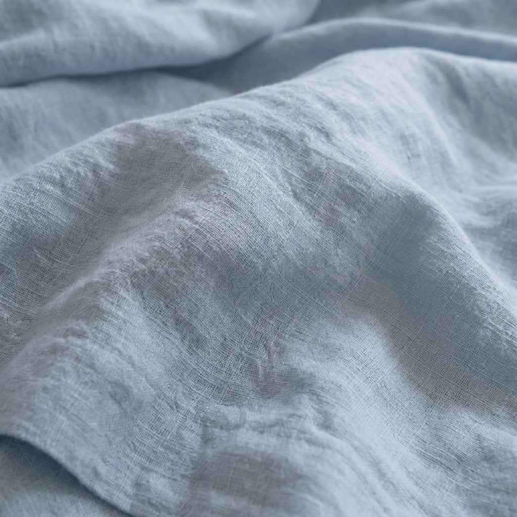 Chambord Linen Set | 100% French Linen Duvet Cover Set - Luxury Washed Linen Bedding - Yarn Dyed Blue Color 