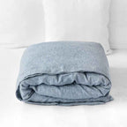 Chambord Linen Set | 100% French Linen Duvet Cover Set - Luxury Washed Linen Bedding - Yarn Dyed Blue Color 