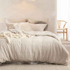 Chambord Linen Set | 100% French Linen Duvet Cover Set, Luxury Washed Linen Bedding - Rain Dew Hemp Natural