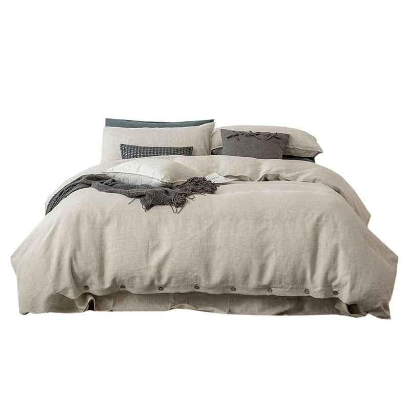 Chambord Linen Set | 100% French Linen Duvet Cover Set, Luxury Washed Linen Bedding - Rain Dew Hemp Natural
