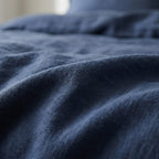 Chambord Linen Set | 100% French Linen Duvet Cover Set - Luxury Washed Linen Bedding - Navy