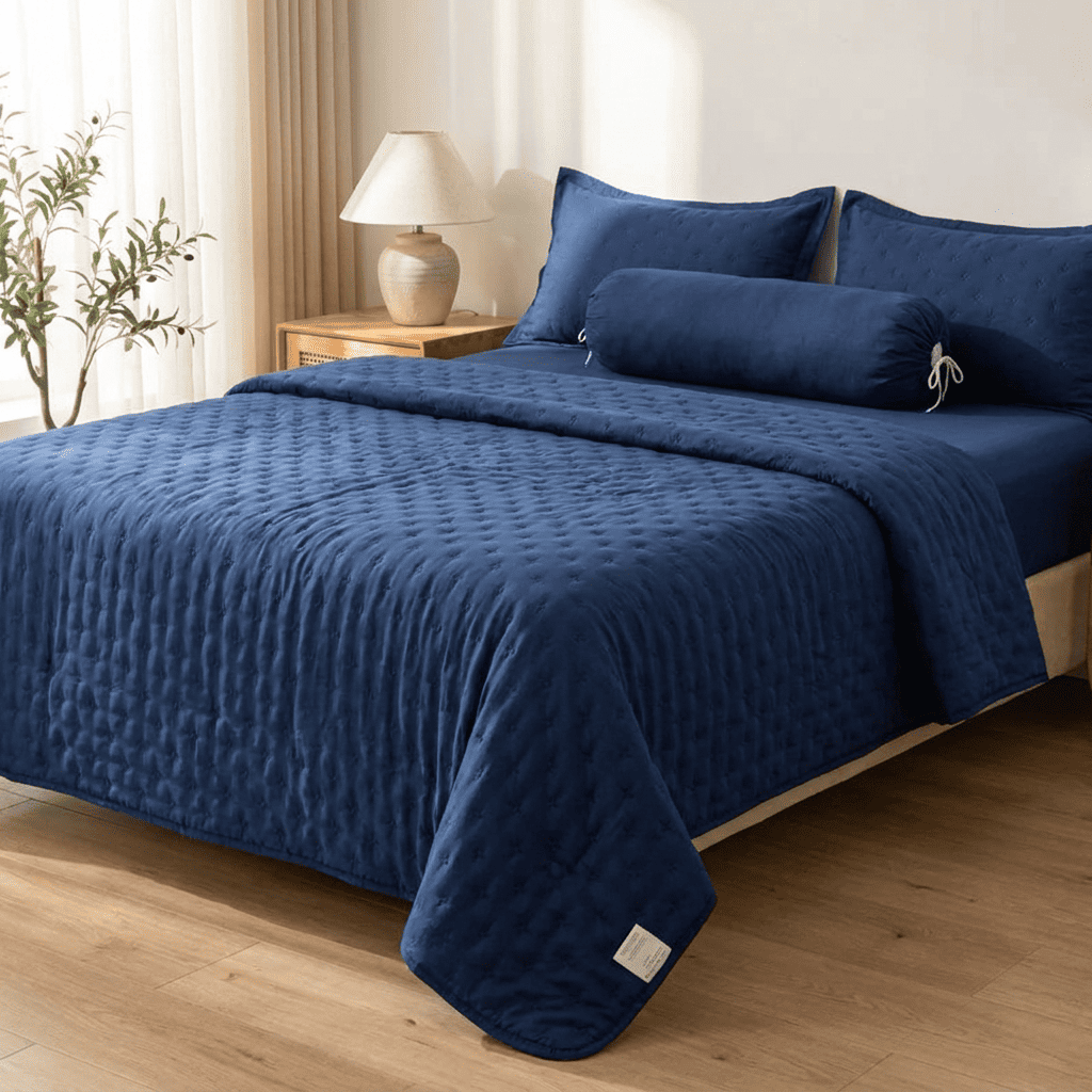 Mistral Quilt | Cooling Summer Comforter - Ultrasonic Quilted Lightweight Breathable Quilt - Navy Blue Color