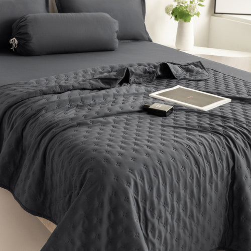 Mistral Quilt | Cooling Summer Comforter - Ultrasonic Quilted Lightweight Breathable Quilt - Dark Gray Color