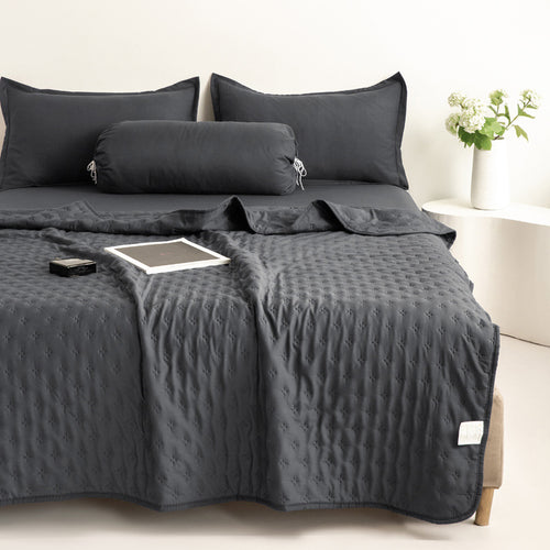 Mistral Quilt | Cooling Summer Comforter - Ultrasonic Quilted Lightweight Breathable Quilt - Dark Gray Color