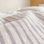 Noir Stripe Set | Washed Cotton Duvet Cover Set, Breathable 4-Piece Soft Stripe Bedding - Purple
