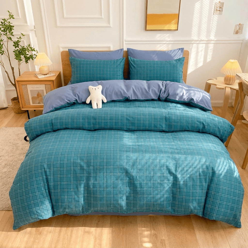 Nori Cotton Set | Japanese Style Washed Cotton Duvet Cover, Button Closure Bedding Set - Baolange
