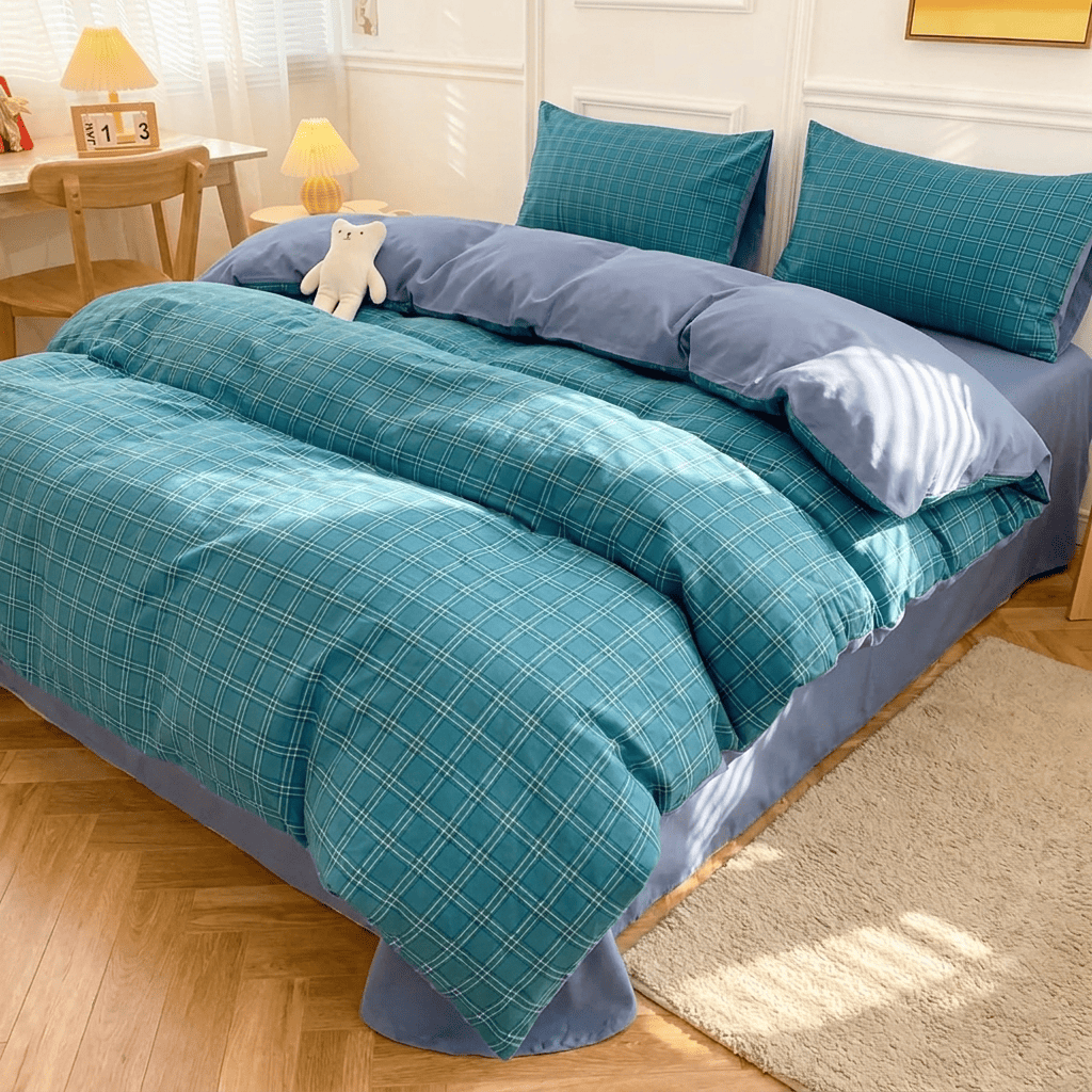 Nori Cotton Set | Japanese Style Washed Cotton Duvet Cover, Button Closure Bedding Set - Baolange