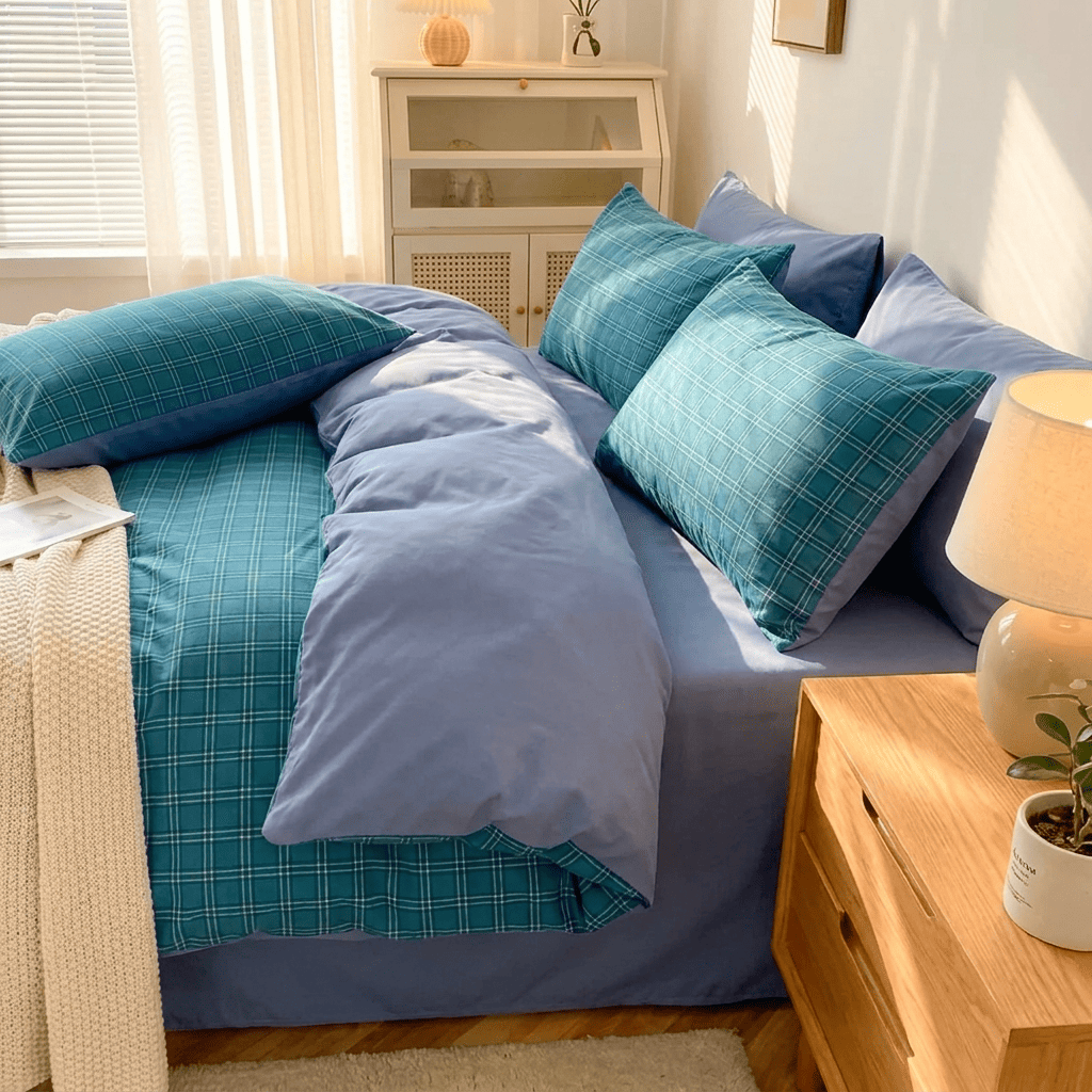 Nori Cotton Set | Japanese Style Washed Cotton Duvet Cover, Button Closure Bedding Set - Baolange