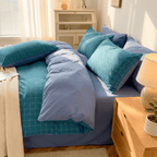 Nori Cotton Set | Japanese Style Washed Cotton Duvet Cover, Button Closure Bedding Set - Baolange