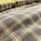 Nori Cotton Set | Japanese Style Washed Cotton Duvet Cover, Button Closure Bedding Set - Dark Gray Yellow Grid