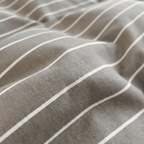 Nori Cotton Set | Japanese Style Washed Cotton Duvet Cover, Button Closure Bedding Set - Hemp Gray and White Stripes